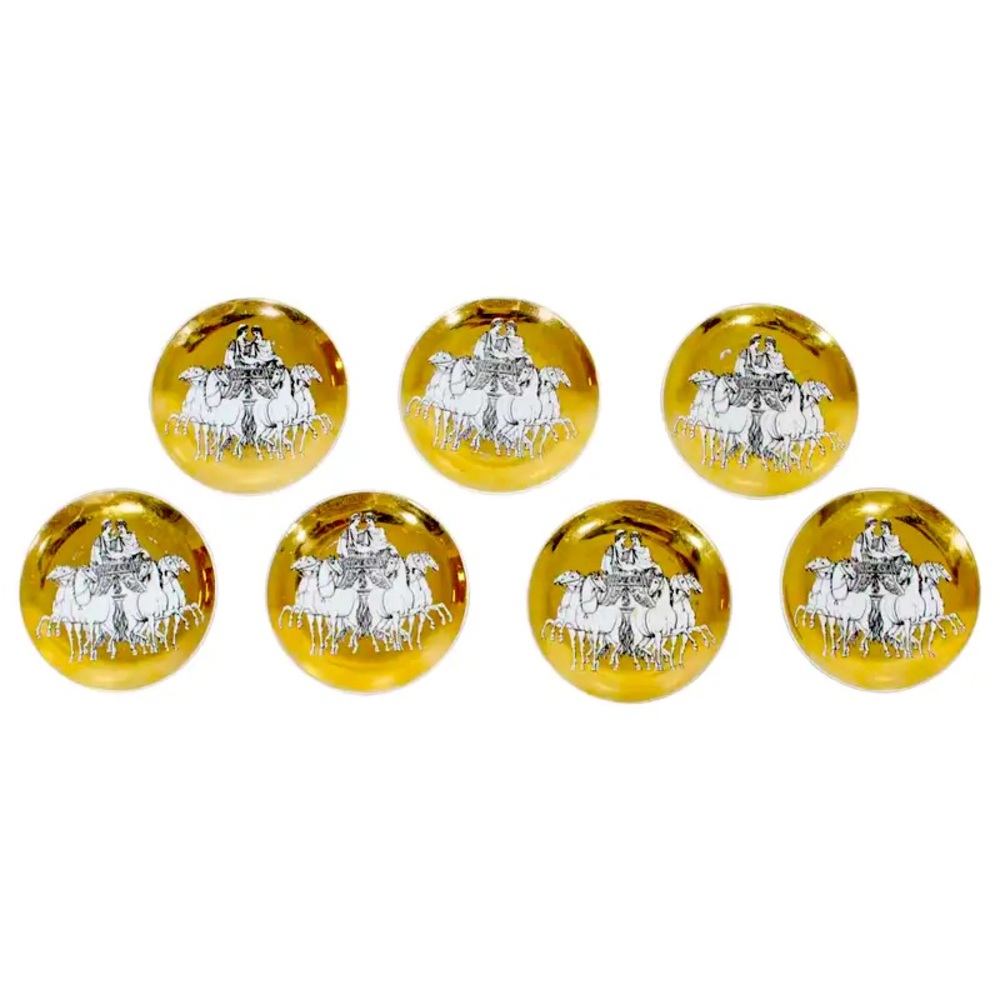 Authentic Fornasetti Mid-Century Coaster Set of 7 (Italy, 1960s)